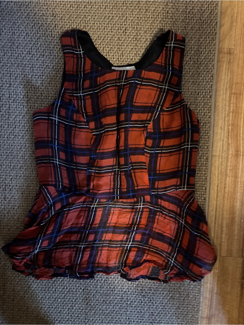 Red Plaid Peplum Tank Top